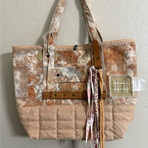 Free People Tan and Brown Quilted tote bag